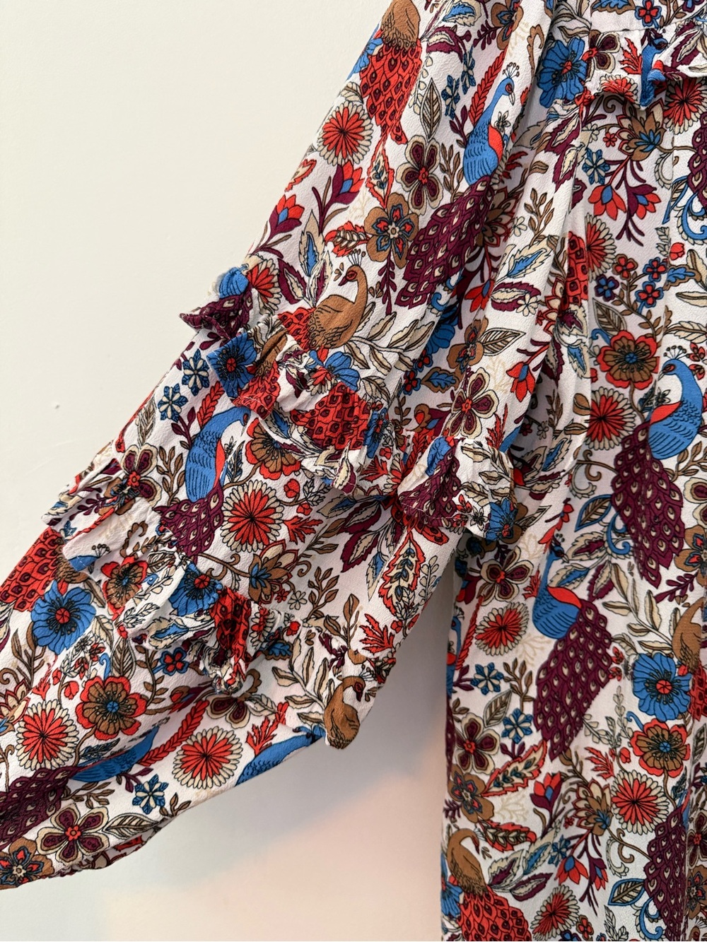 Loft Top Women’s Floral Peacock Ruffle Sleeve - Picture 3 of 14